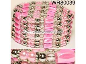 36inch Pink Plastic ,Glass, Magnetic Wrap Bracelet Necklace All in One Set